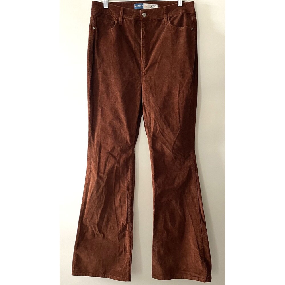 Old Navy Higher High-Rise Flare Corduroy Pants Brown Women Size 12